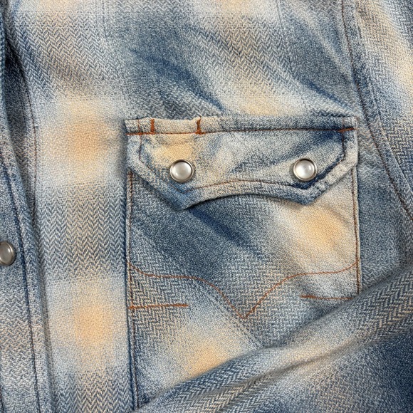 STS Ranchwear Western Shirt Womens XL Blue Plaid 100% Cotton Cowgirl Pearl Snap - Picture 3 of 9